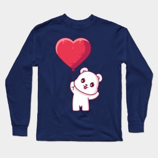 Cute polar bear holding love balloon Long Sleeve T-Shirt